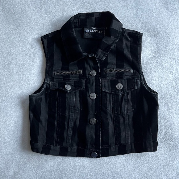 Killstar Notorious Trucker Cropped Vest - Picture 2 of 6